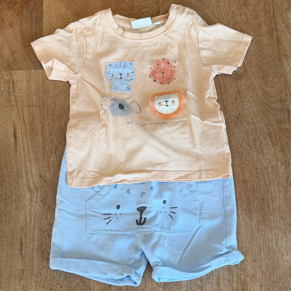Baby Two-Piece Peach & Light Blue Matching Set - Brand